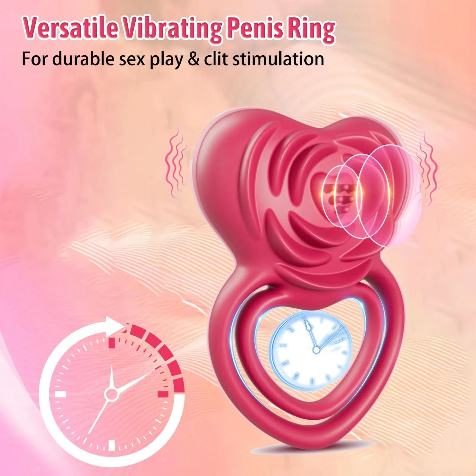 Pleasure-Boosting Vibrating Cock Ring met Rose Stimulation voor Hem & Haar