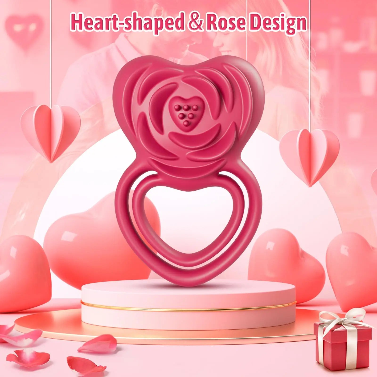 Pleasure-Boosting Vibrating Cock Ring met Rose Stimulation voor Hem & Haar