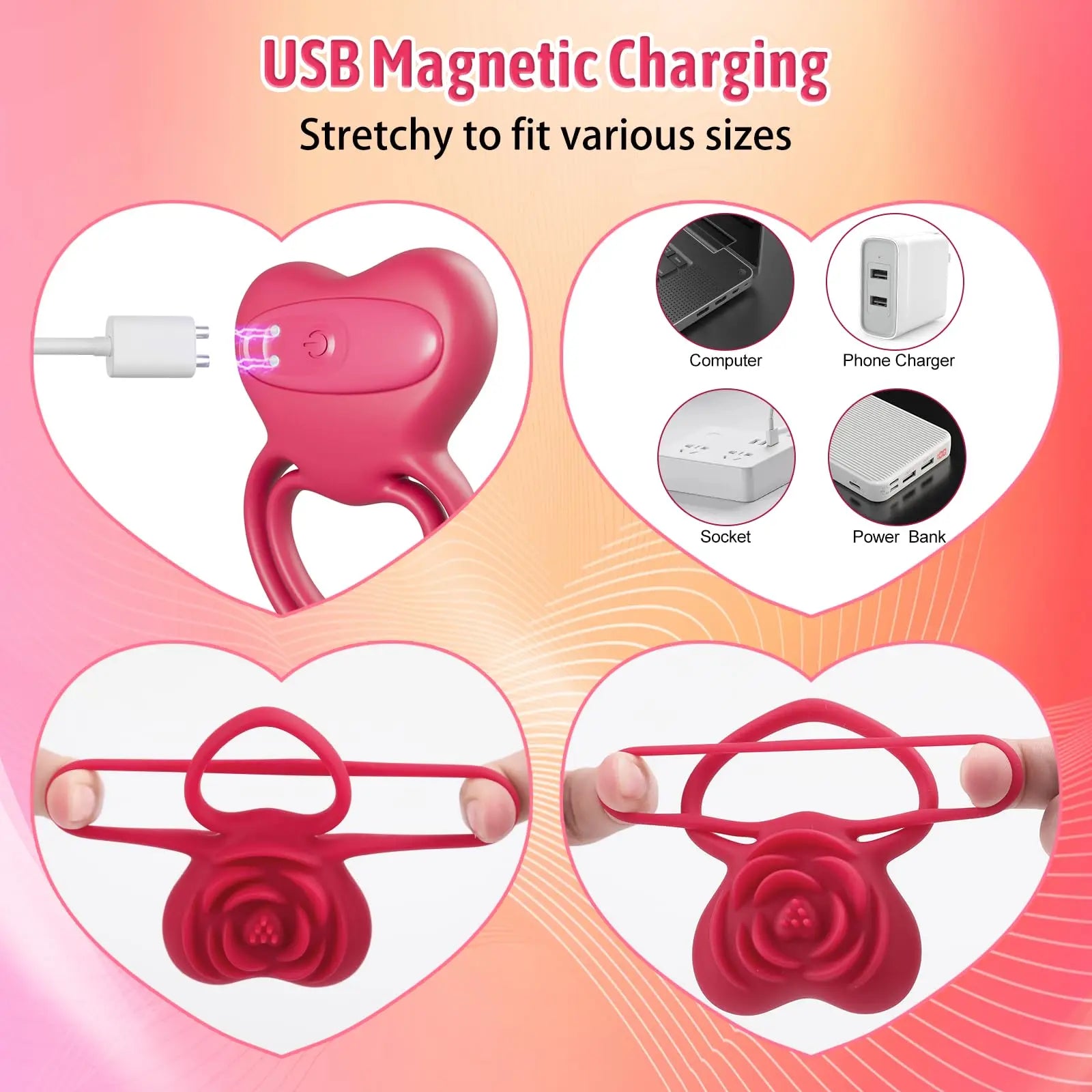 Pleasure-Boosting Vibrating Cock Ring met Rose Stimulation voor Hem & Haar