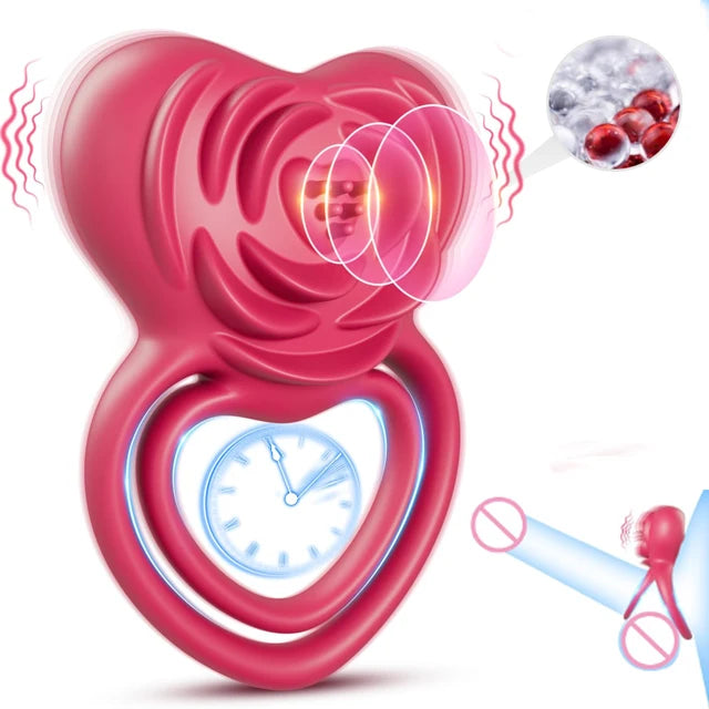 Pleasure-Boosting Vibrating Cock Ring met Rose Stimulation voor Hem & Haar