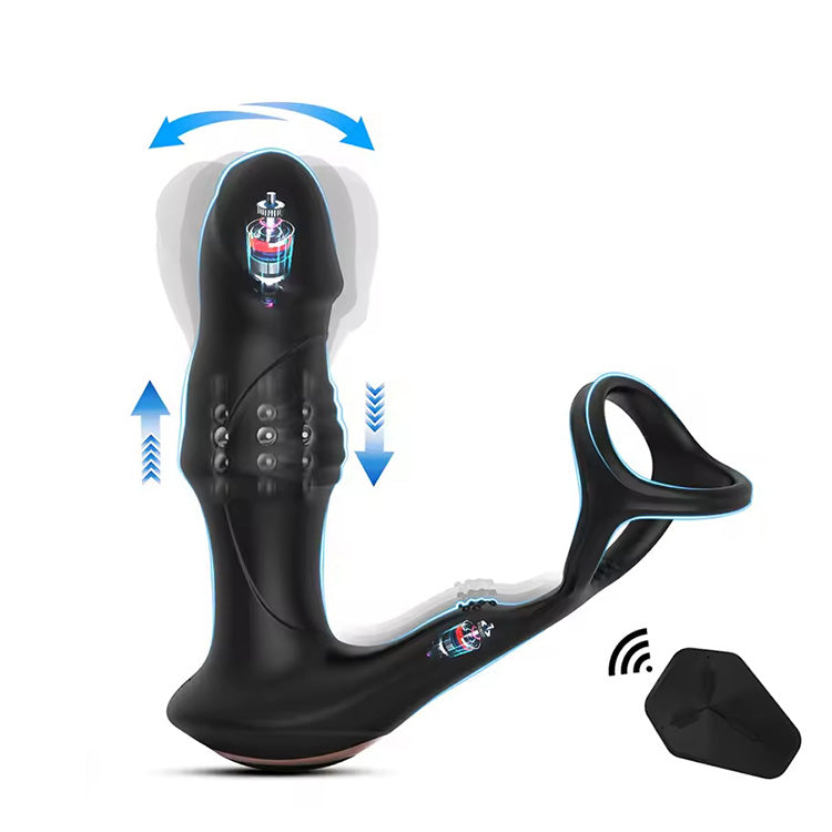 Swinging and Stretching Vibrating Anale Speeltje met Penisring