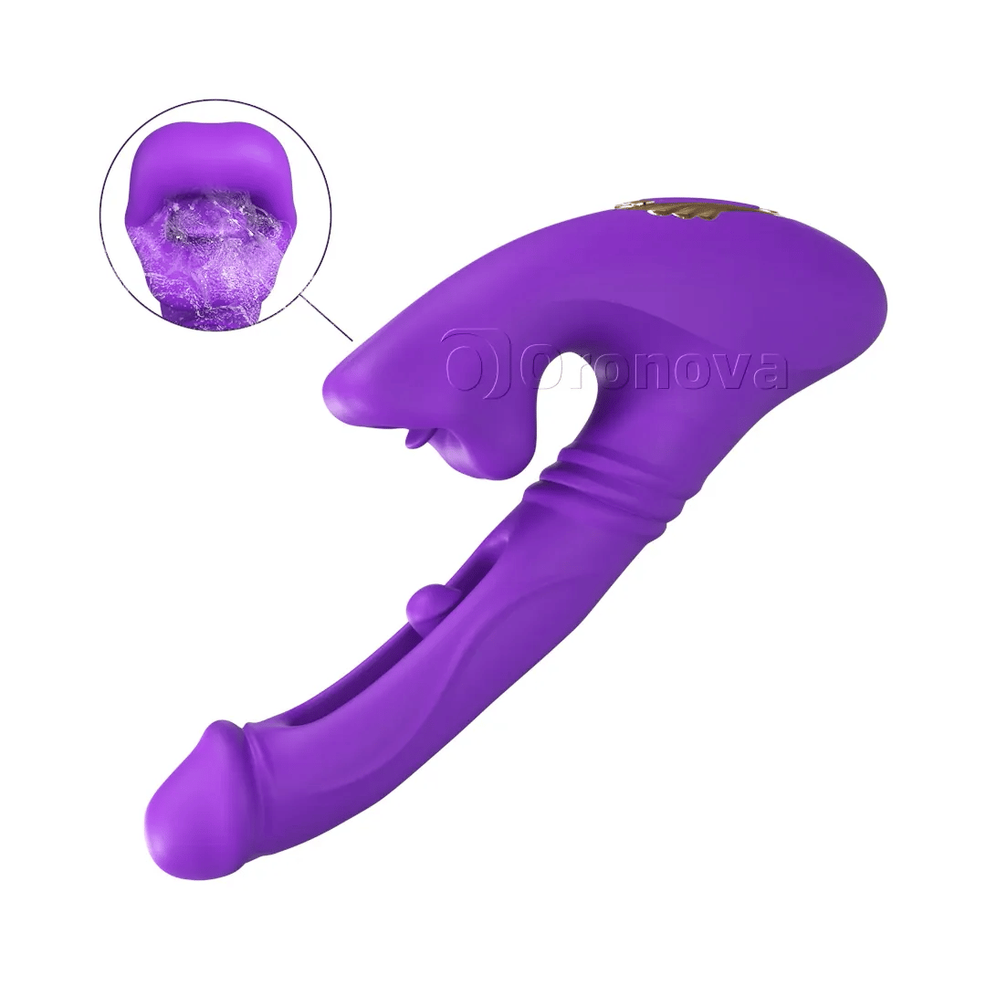 Holle vibrator voor penetratie met vingertopvibratie, kopvibratie en bijt-lipstimulatie