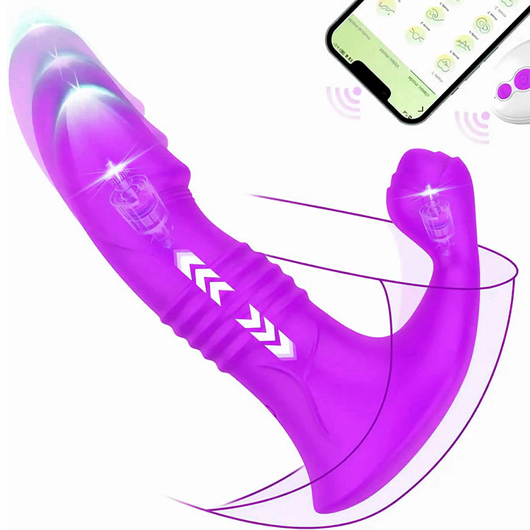 App-gestuurde stotende realistische vibrator met vibratie