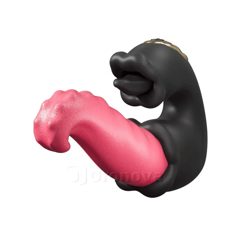 Dual Rose vibrator met stoterige schacht en likkende tong