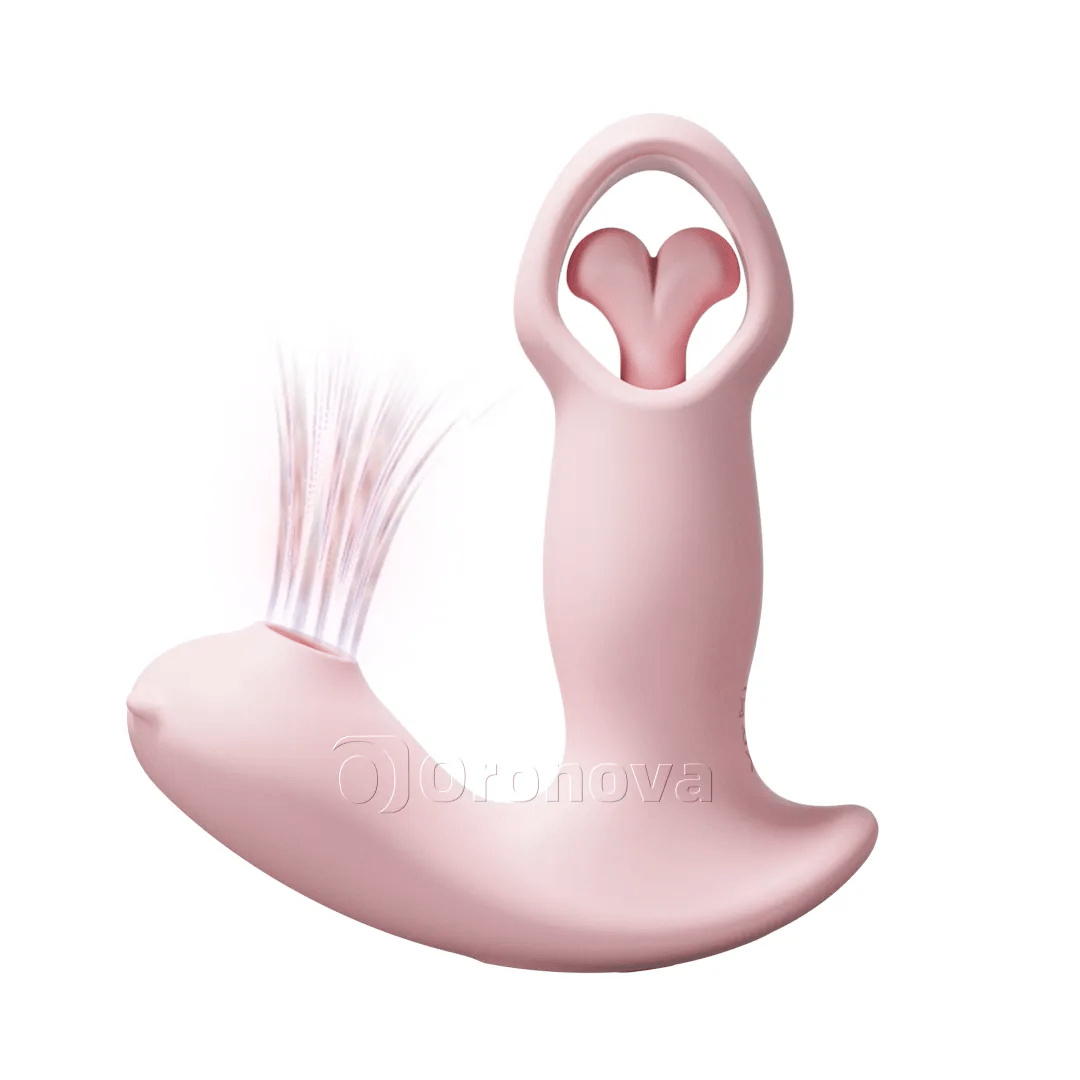 Drie-in-één slimme app-gestuurde roterende vibrator met trillingen, luchtpulsatie en pulsen