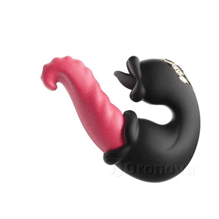 Dual Rose vibrator met stoterige schacht en likkende tong