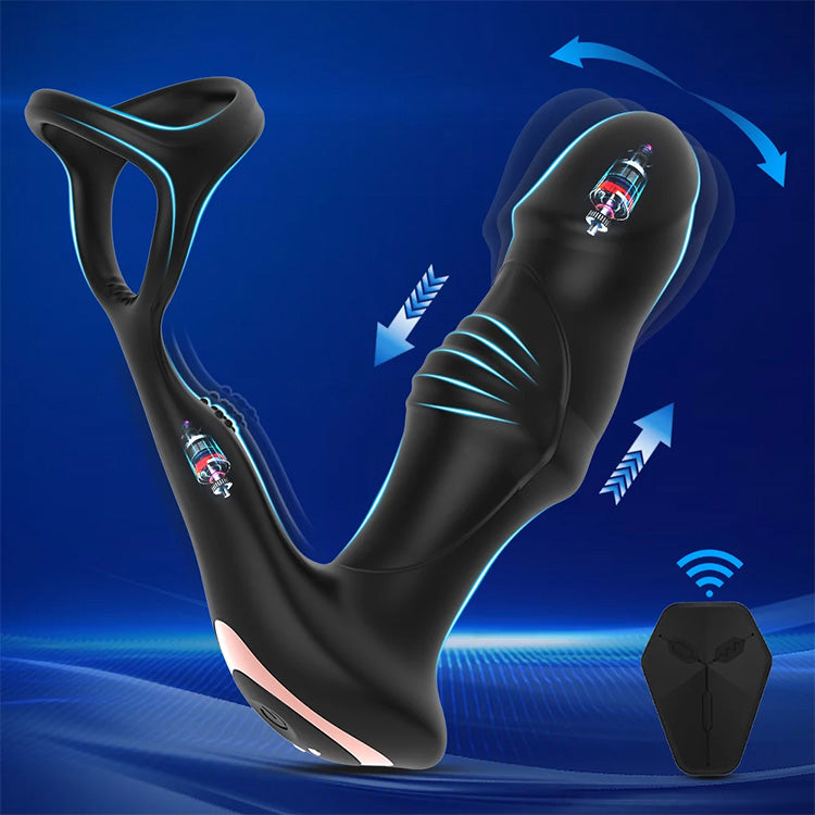 Swinging and Stretching Vibrating Anale Speeltje met Penisring