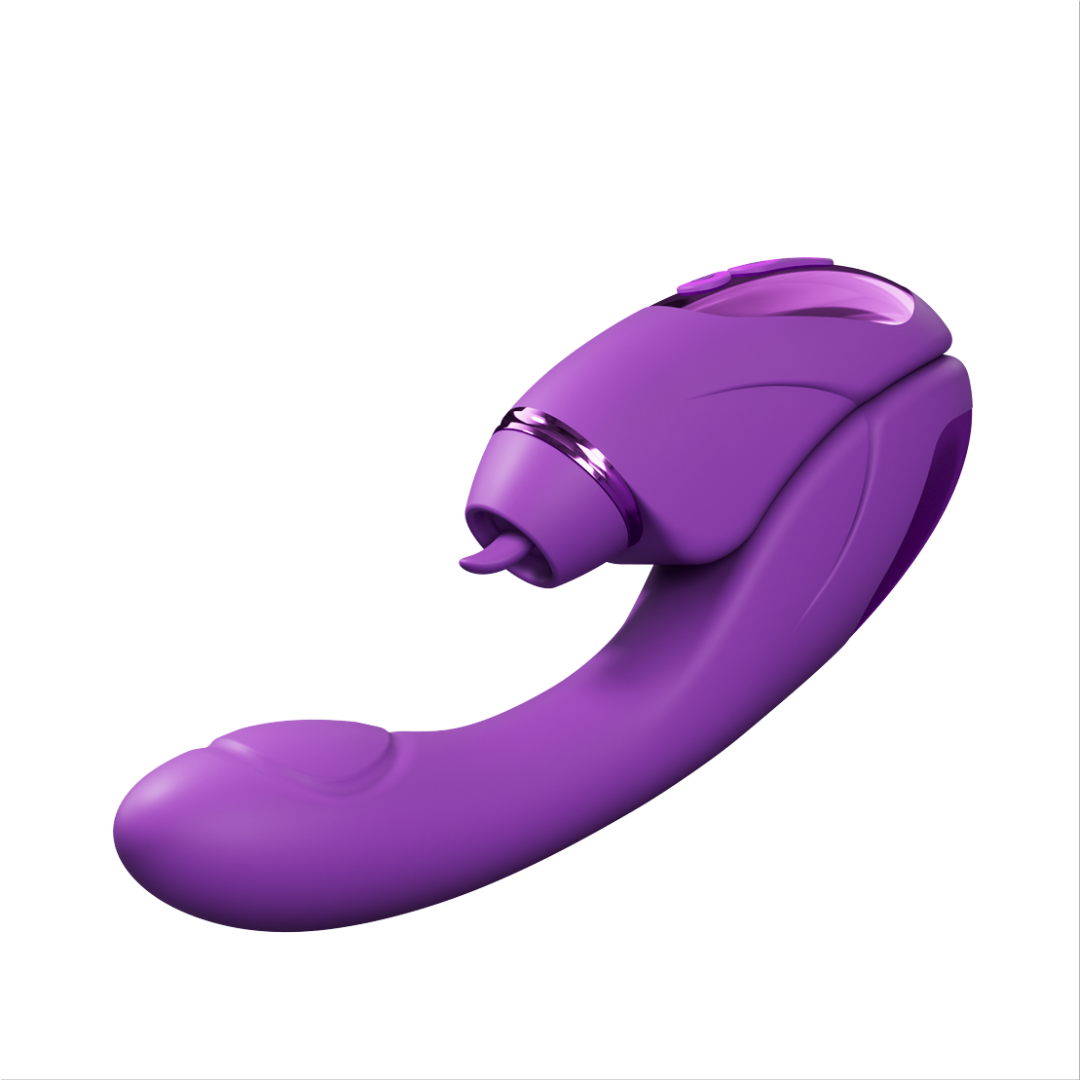 2-in-1 vibrator met dubbele functie, 10 vibratiestanden, 10 tikstanden en 4 verwisselbare opzetstukken