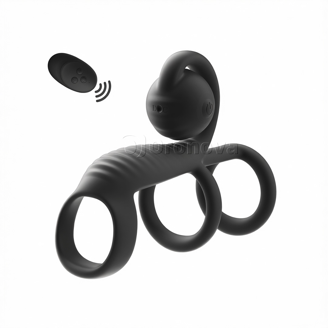 Three Ring Design Dual Vibration Remote Control Rounded Vibration Head