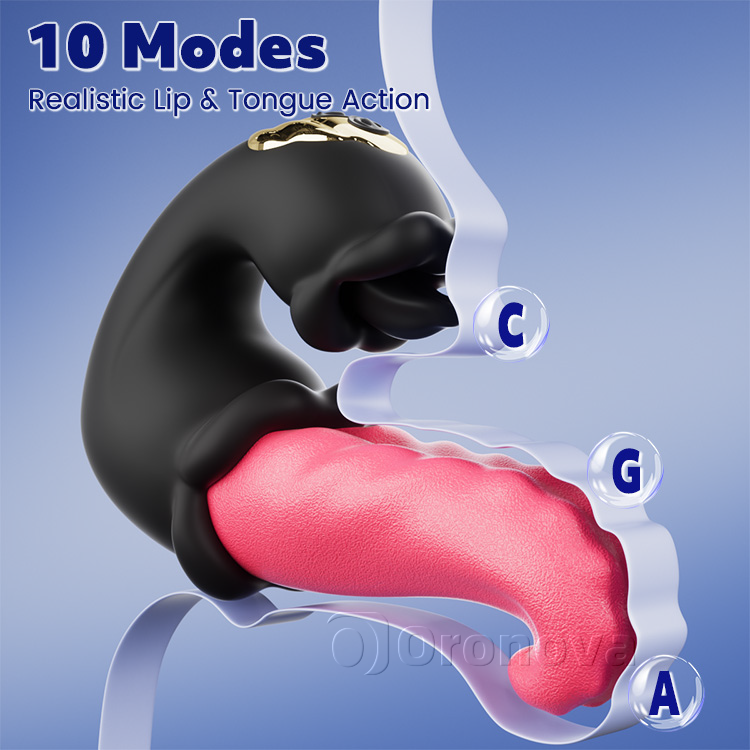 Dual Rose vibrator met stoterige schacht en likkende tong