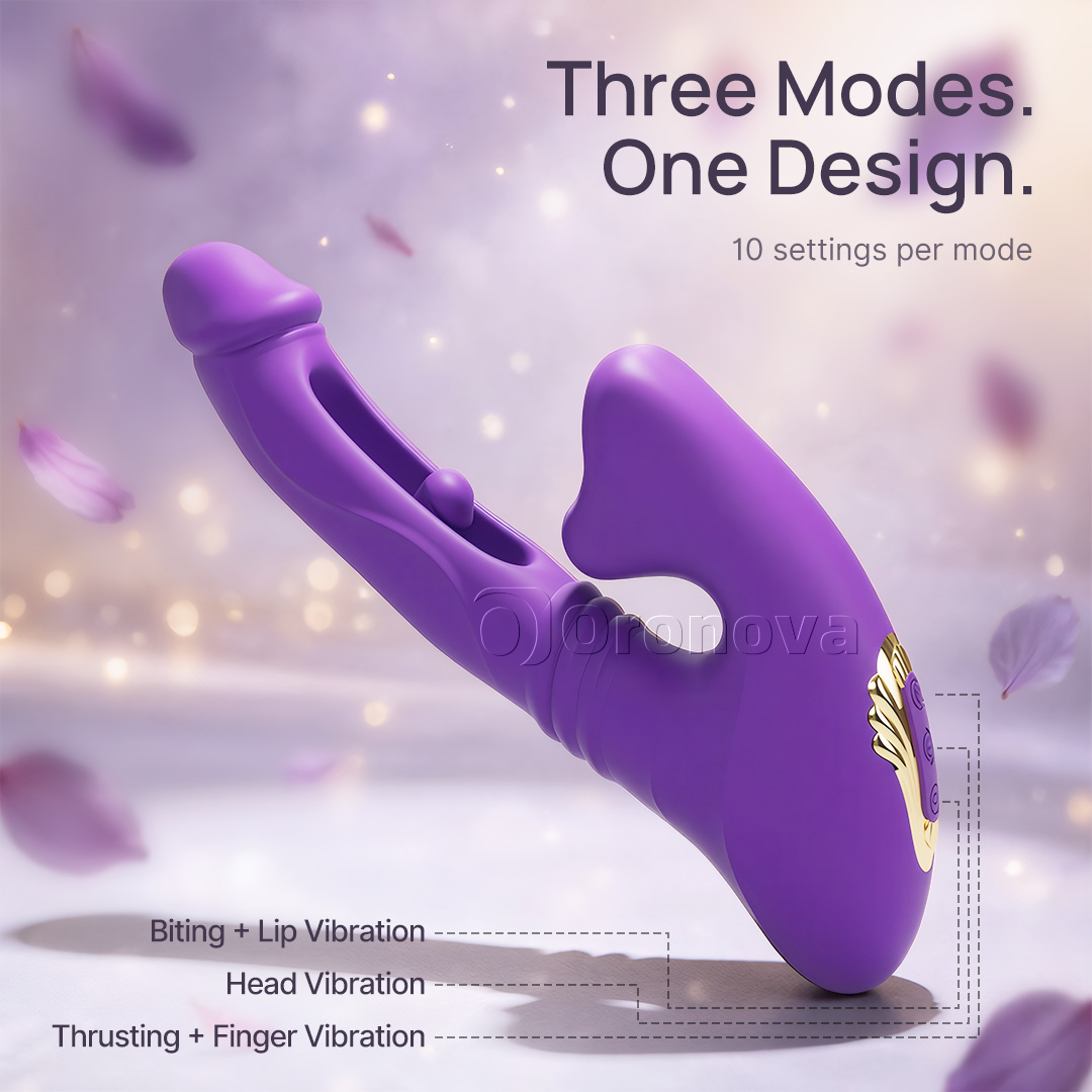 Holle vibrator voor penetratie met vingertopvibratie, kopvibratie en bijt-lipstimulatie