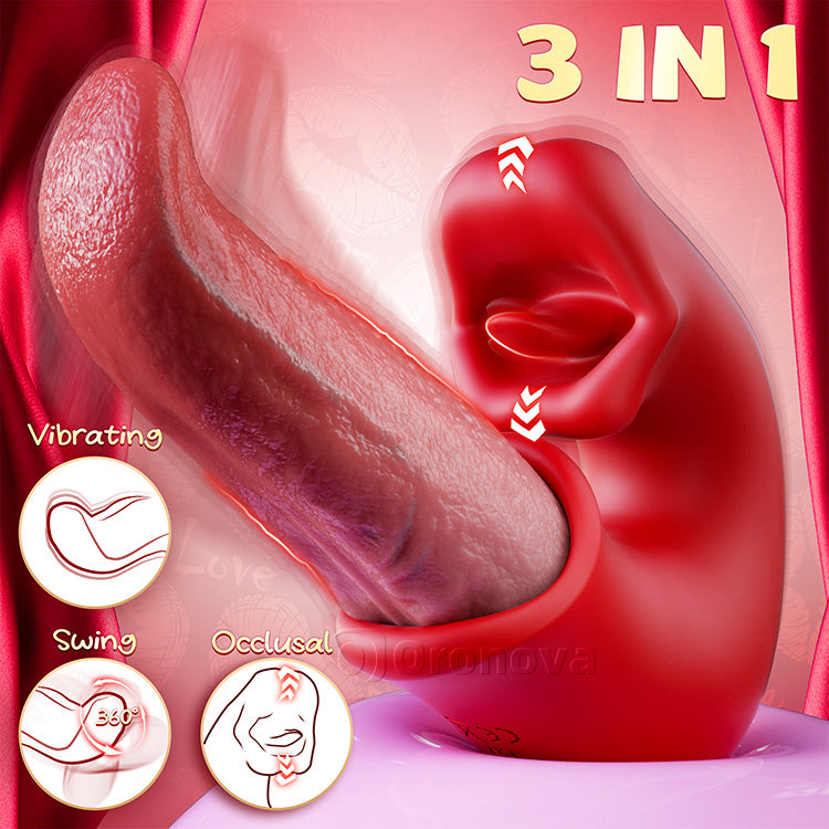 3-in-1 Dildo Vibrator – Roze Speeltje met G-Spot, Clitoris & Tong Actie