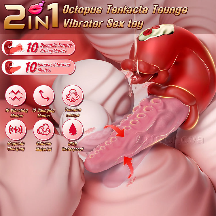 2-in-1 Octopus Vibrator met Tong Tease – 10 Vibratiemodi
