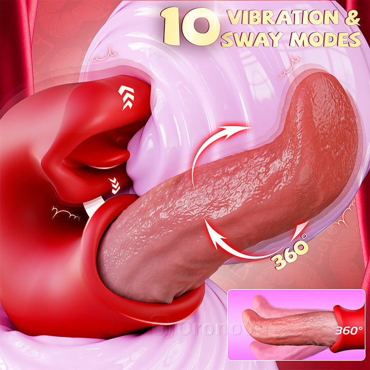 3-in-1 Dildo Vibrator – Roze Speeltje met G-Spot, Clitoris & Tong Actie