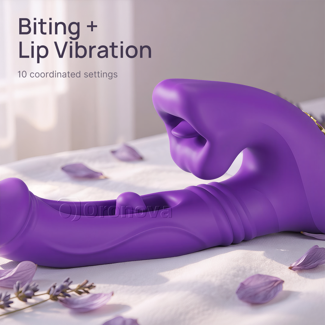 Holle vibrator voor penetratie met vingertopvibratie, kopvibratie en bijt-lipstimulatie