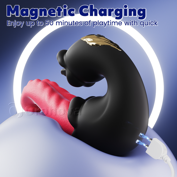 Dual Rose vibrator met stoterige schacht en likkende tong