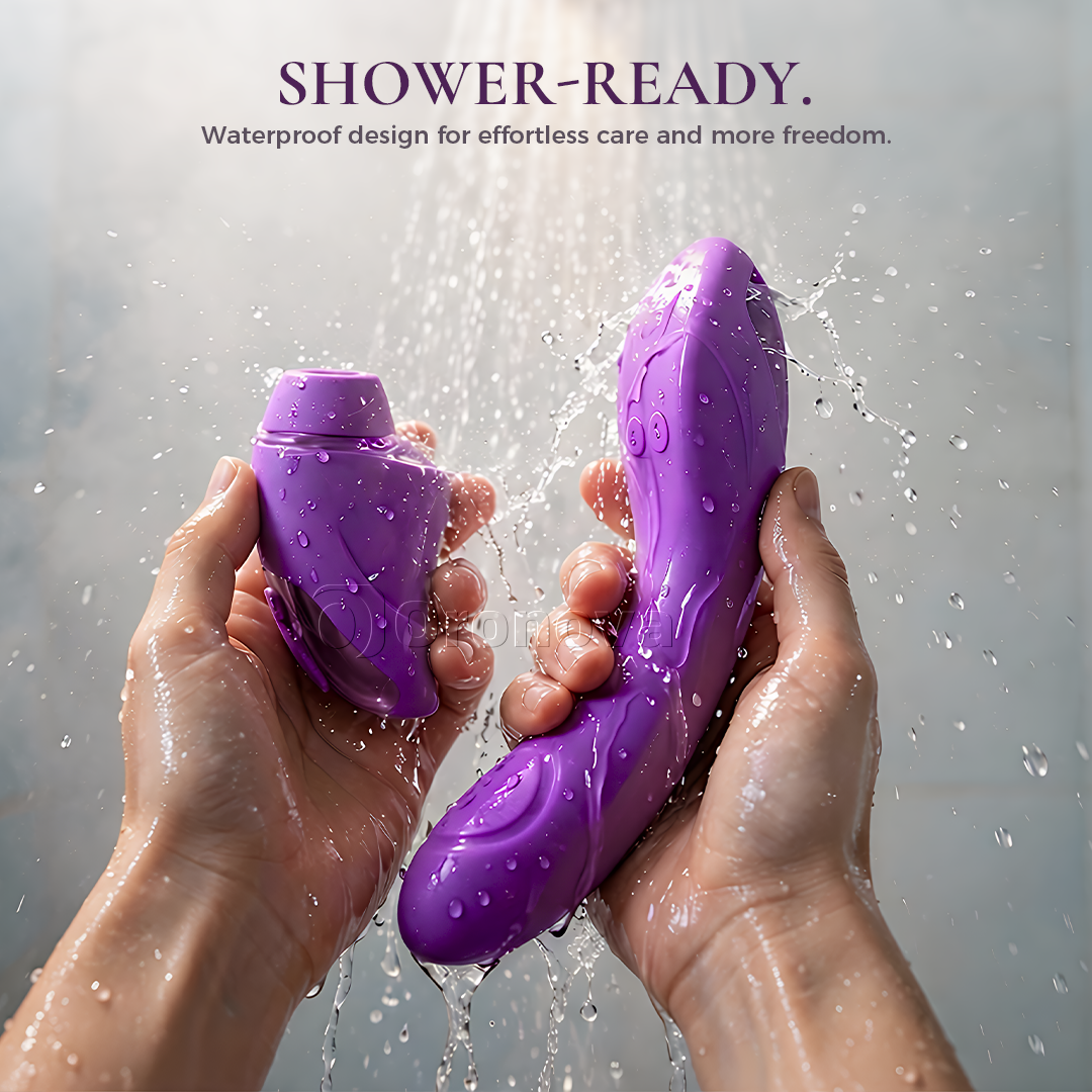 2-in-1 vibrator met dubbele functie, 10 vibratiestanden, 10 tikstanden en 4 verwisselbare opzetstukken