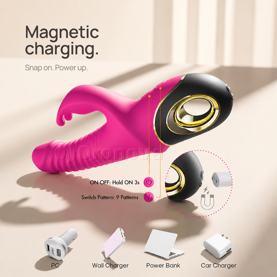 3-in-1-vibrator met stotende en roterende bewegingen, met 9 rotatiestanden. Eindeloze mogelijkheden.