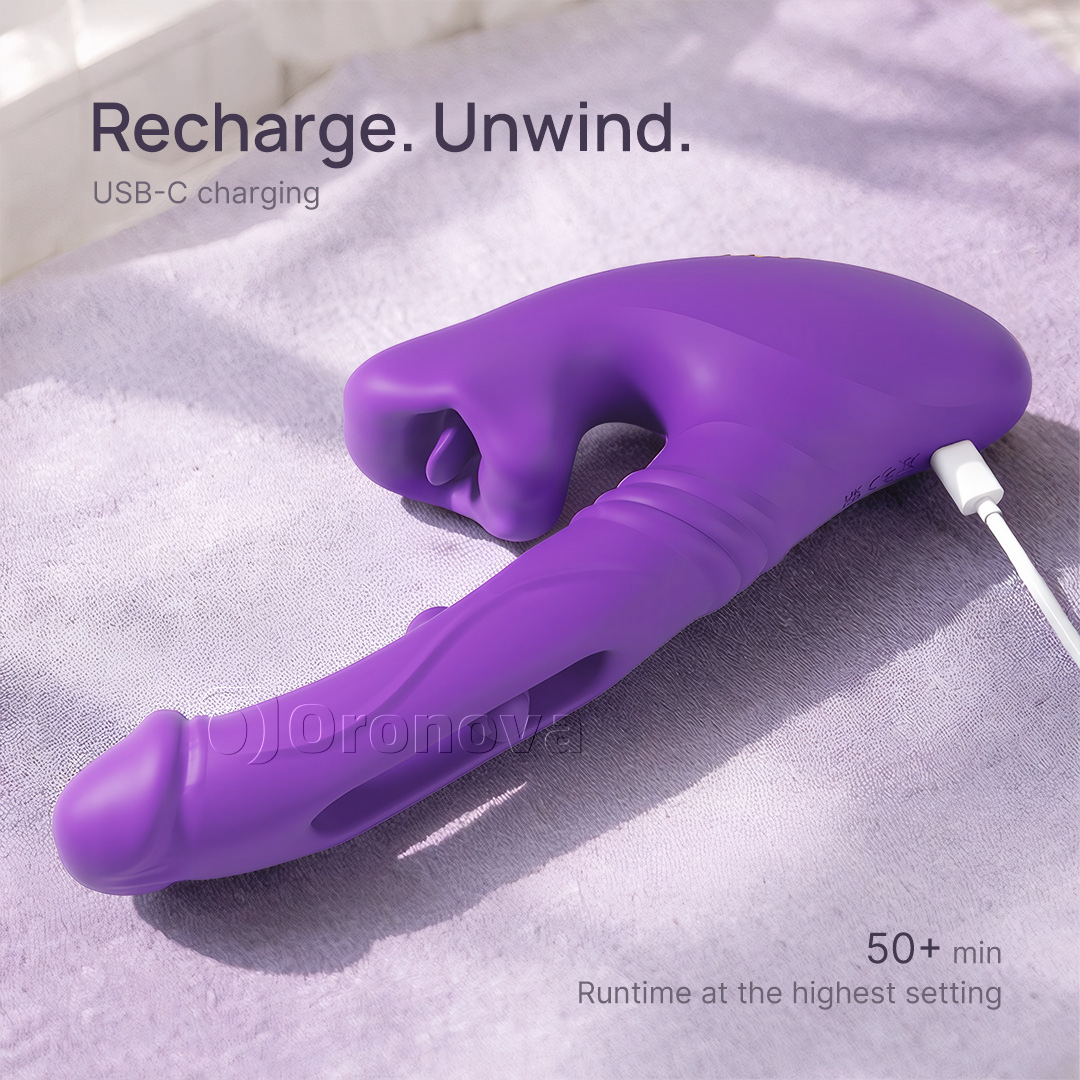 Holle vibrator voor penetratie met vingertopvibratie, kopvibratie en bijt-lipstimulatie