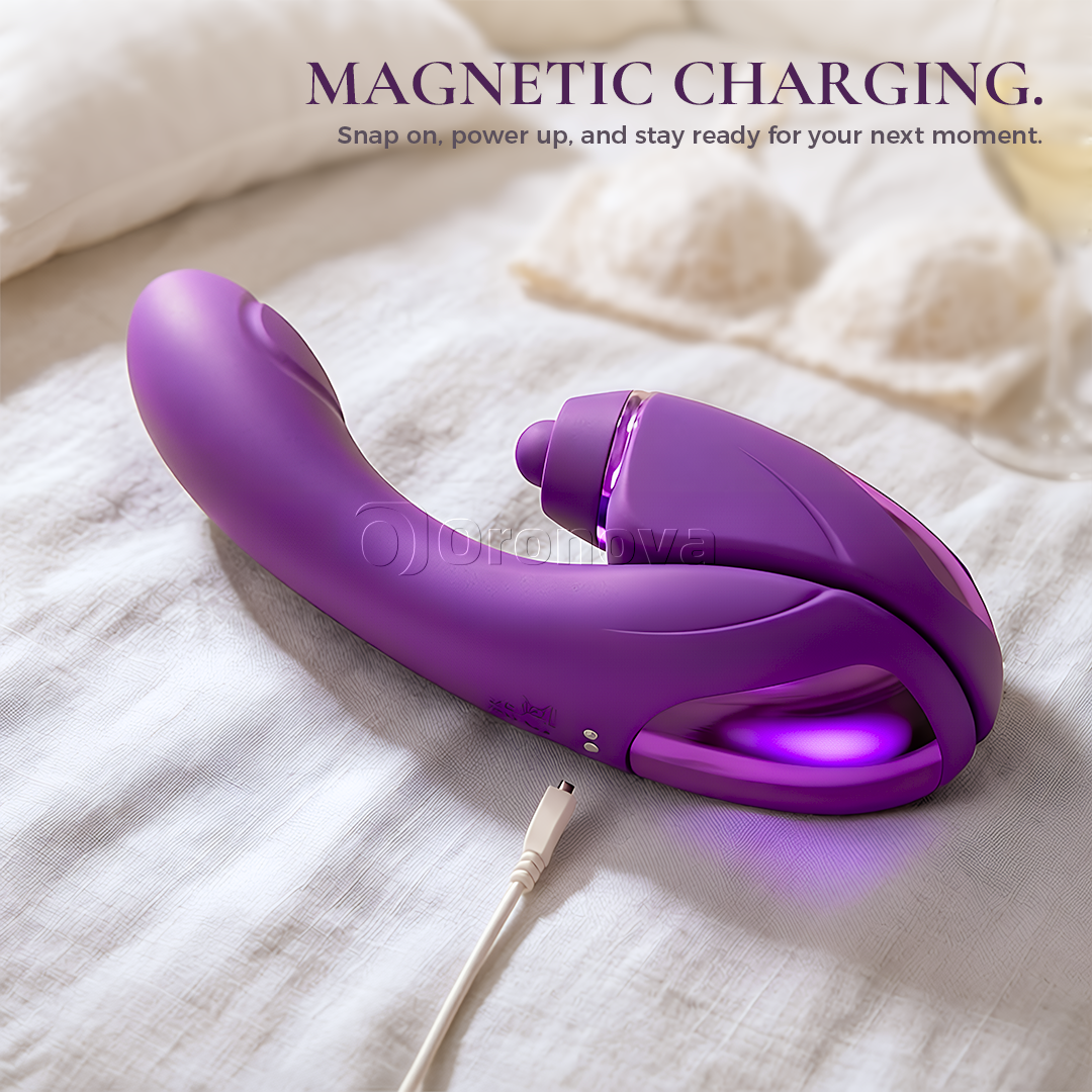 2-in-1 vibrator met dubbele functie, 10 vibratiestanden, 10 tikstanden en 4 verwisselbare opzetstukken