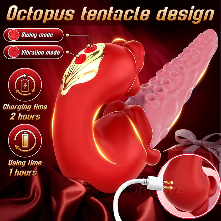 2-in-1 Octopus Vibrator met Tong Tease – 10 Vibratiemodi