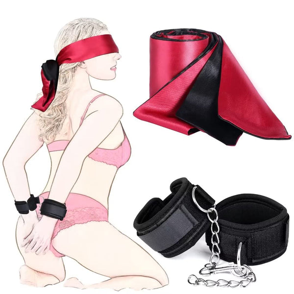 BDSM Bondage Set met Satijn en Handboeien Oogmasker